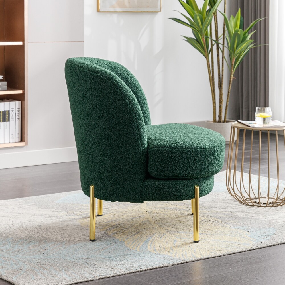 Boucle Upholstered Accent Chair With Gold Legs