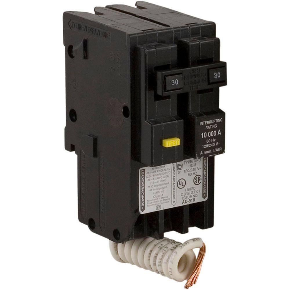 Square D Homeline 30 Amp 2-Pole GFCI Circuit Breaker HOM230GFIC