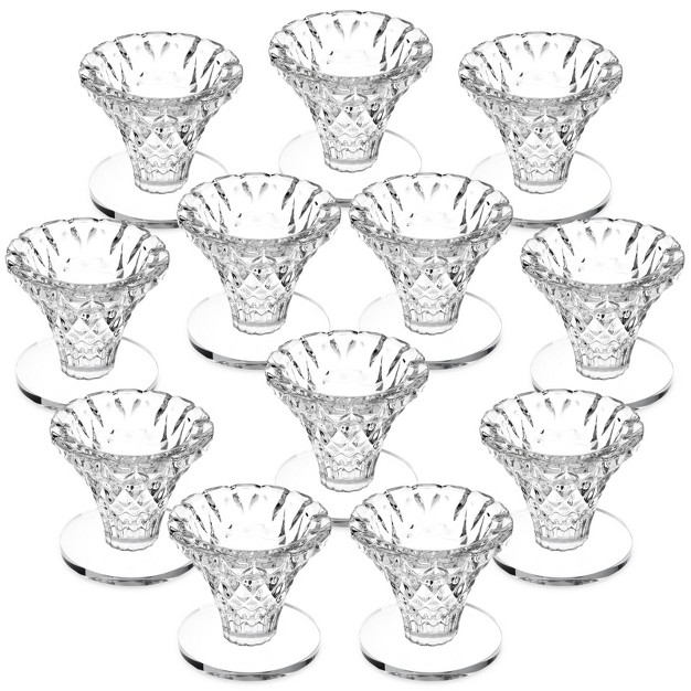 Okuna Outpost Okuna Outpost Set Of 12 Glass Candlestick Holders For Wedding Table Centerpieces Home And Party D cor 2 4x2 3inch