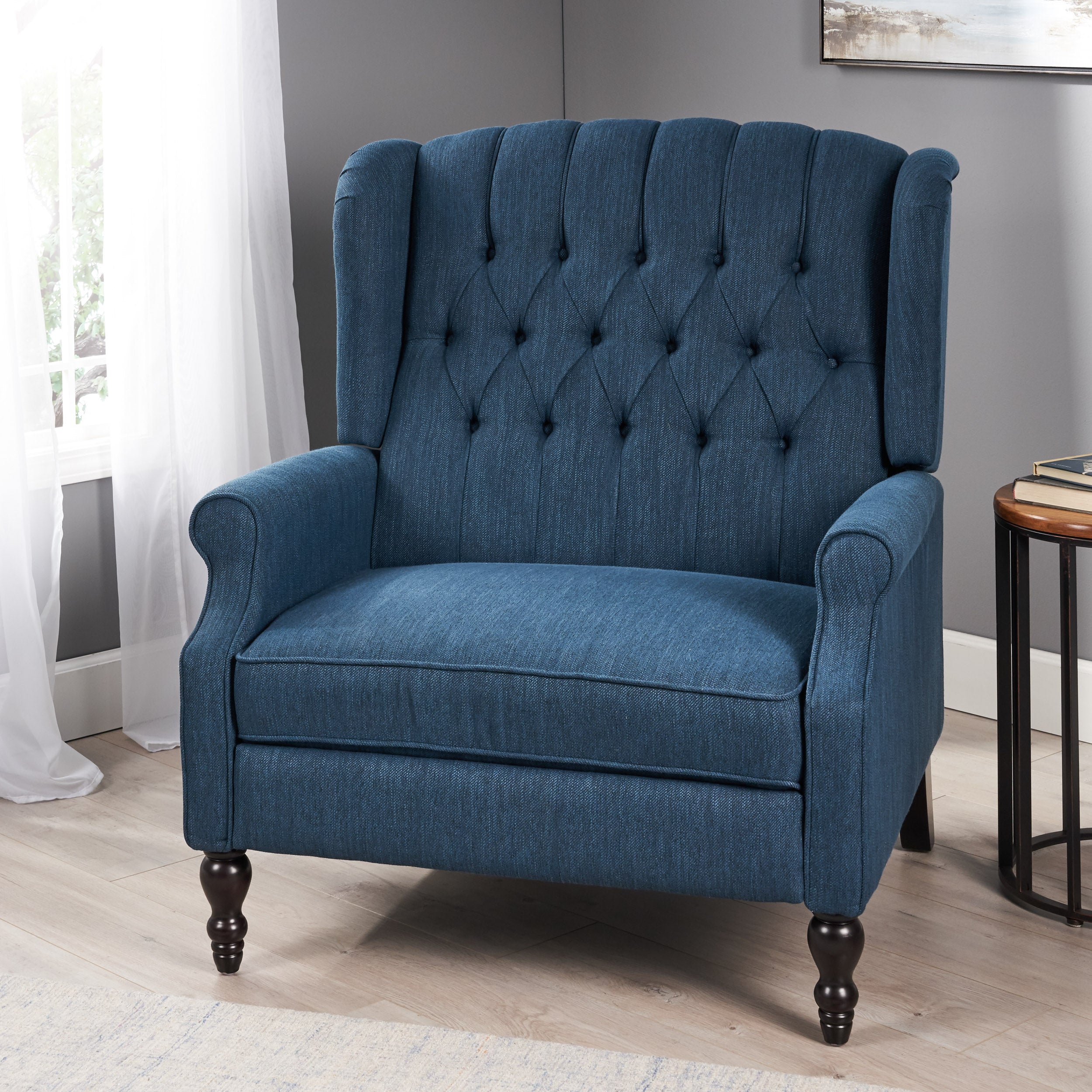 Salome Oversized Tufted Wingback Fabric Push Back Recliner