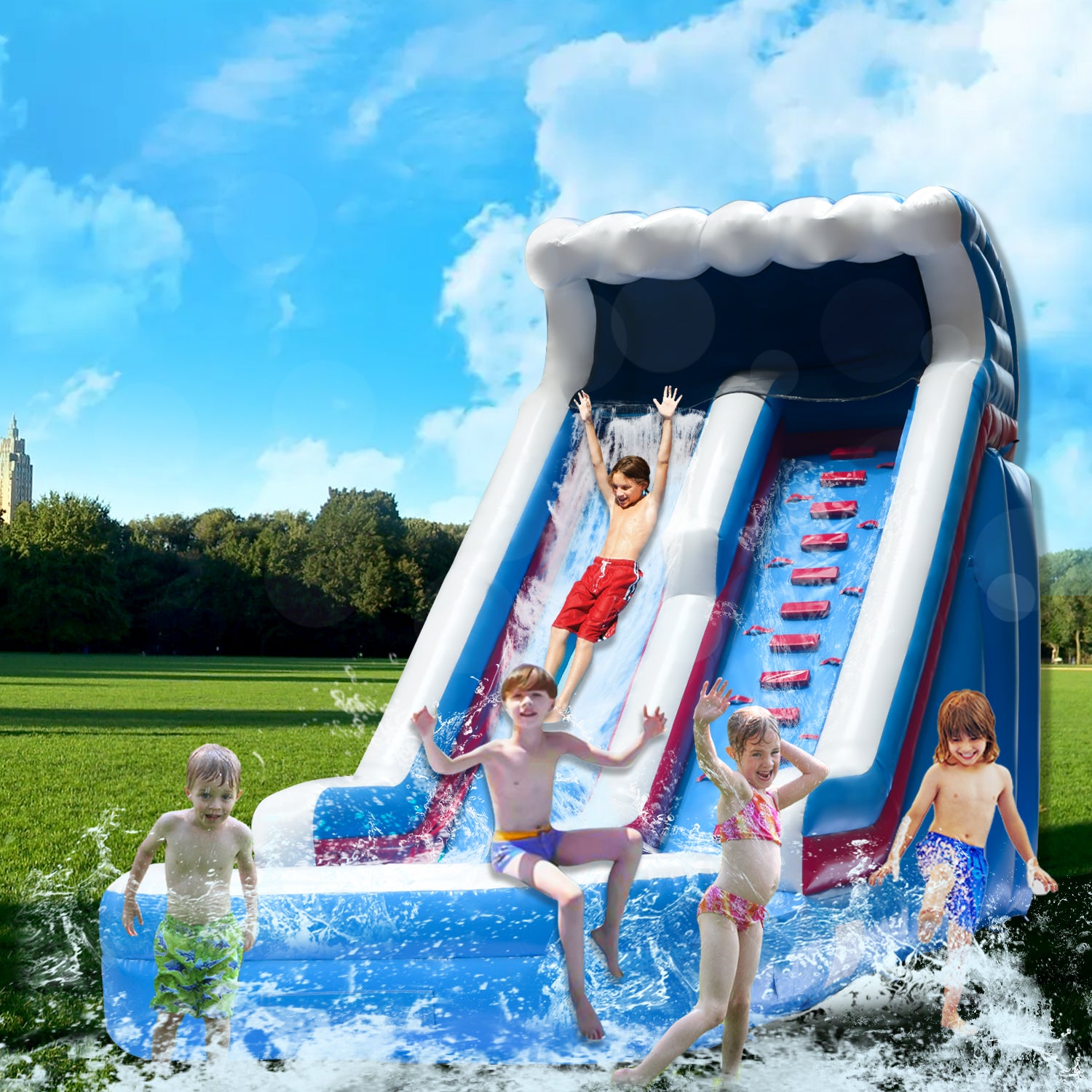 GOOSH 11' x 26' Inflatable Water Slide with Air Blower