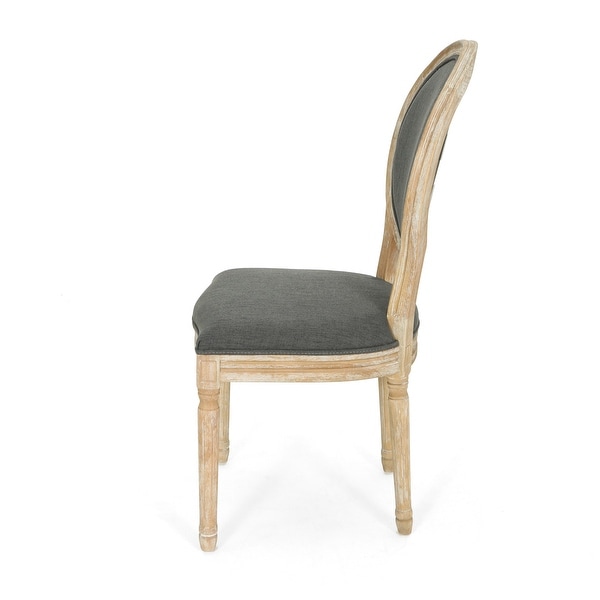 Newman French Country Upholstered Dining Chairs， Set of 2， Light Beige and Blue Floral Fabric and Natural