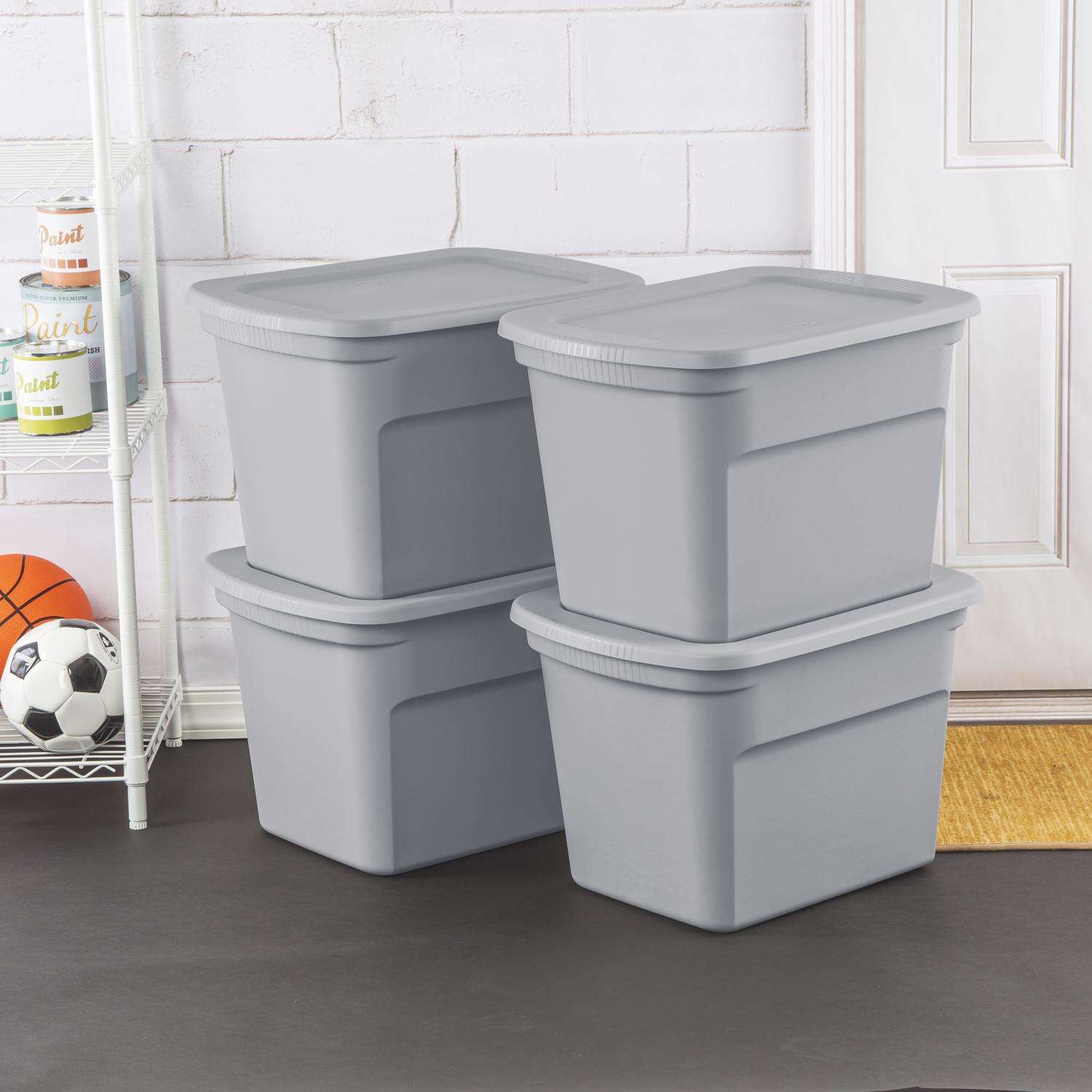 Sterilite 18 gal Gray Storage Tote 16-1/8 in. H X 23-1/2 in. W X 18-3/8 in. D Stackable