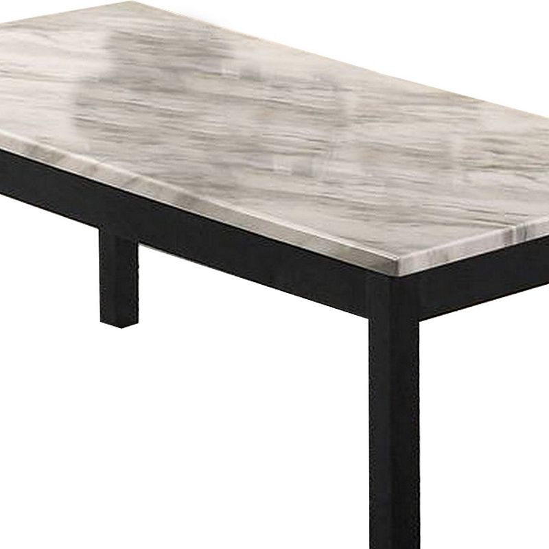 3 Piece Coffee Table and End Table with Faux Marble Top， Black and White