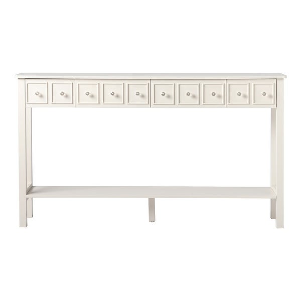 Entryway Long Console Table with Different Size Drawers and Shelf