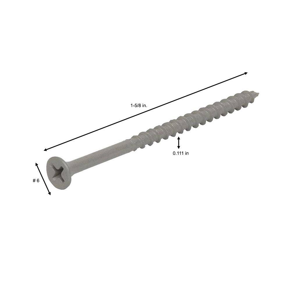 Grip-Rite #6 x 1-58 in. Philips Bugle-Head Coarse Thread Sharp Point Polymer Coated Exterior Screws (5 lbs.Pack) PTN158S5