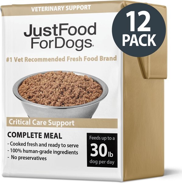 JustFoodForDogs Veterinary Diet PantryFresh Critical Care Support Shelf-Stable Fresh Dog Food， 12.5-oz pouch， case of 12