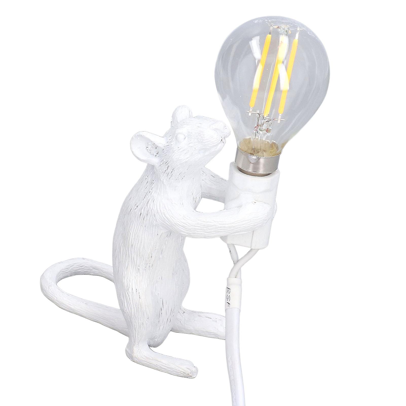 Animal Lamp Soft Lighting Simple Operation Lifelike Image Modern Resin Mouse Lamp for Home Cafe Office Bedroom DecorWhite UK