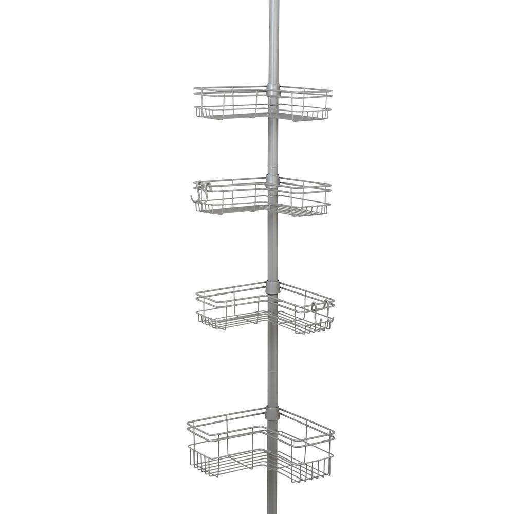 Zenna Home 4-Tier Tension Pole Shower Caddy in Satin Nickel E2159NN