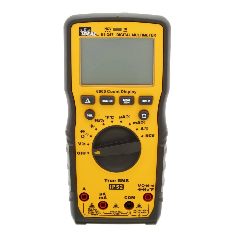 IDEAL 1000-Volt Auto Range TRMS 6000-Count Display Multimeter with NCVT and Temp 61-347