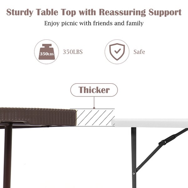 Indoor Outdoor Folding Table Portable Rattan Table with Handle