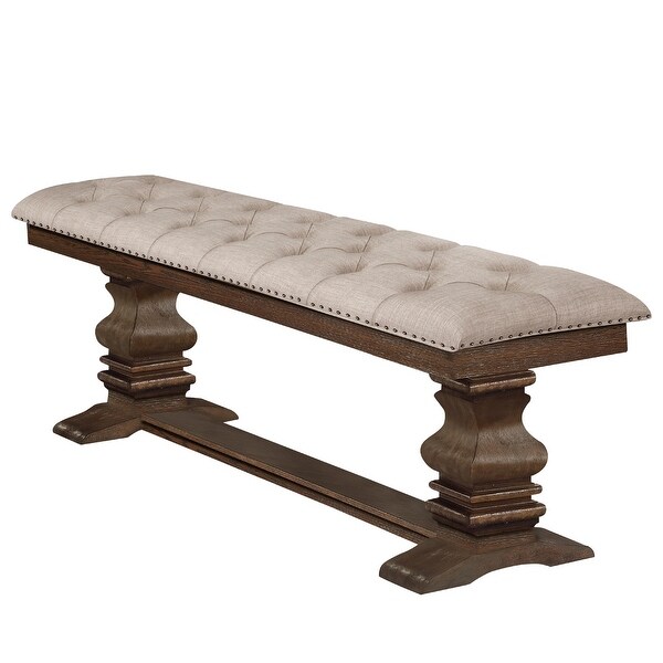 Best Quality Furniture Walnut Dining Bench With Nailhead Trim (Single)