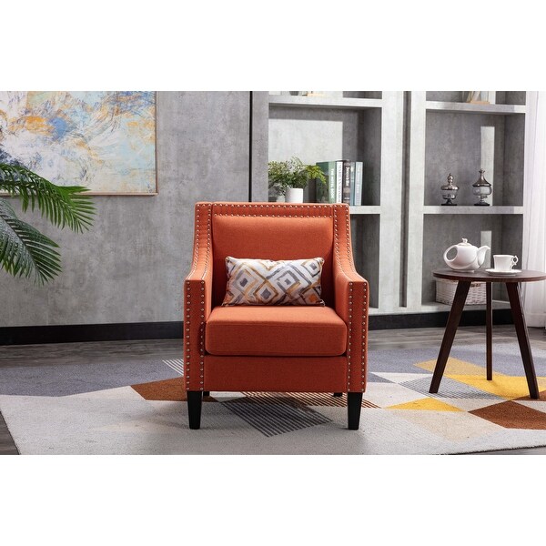 Accent Armchair Living Room Chair with Nailheads and Solid Wood Legs