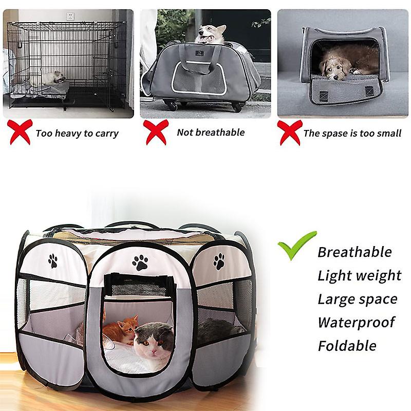 Portable Folding Pet Tent Dog House Cage Dog Cat Tent Playpen Puppy Kennel Easy Operation Octagonal Fence For Pregnant Cat Pregnant Dog