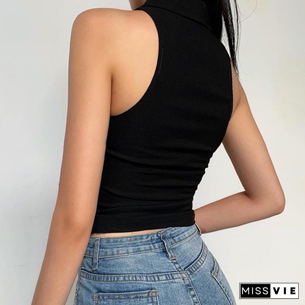 Deep V Neck Sleeveless Tank Top Women Summer Crop Tops Ruffles Drawstring Black Fashion Skinny Elastic Streetwear