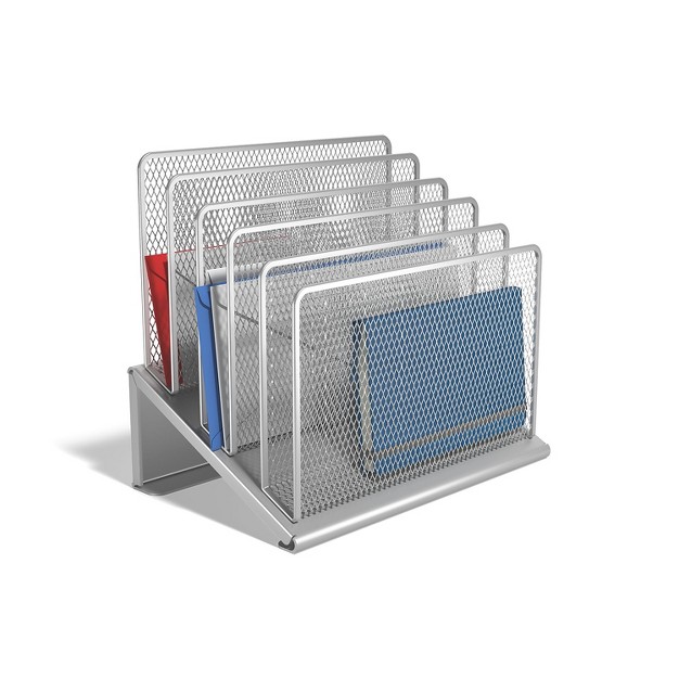 Tru Red 5 Compartment Wire Mesh File Organizer Silver Tr57555 cc