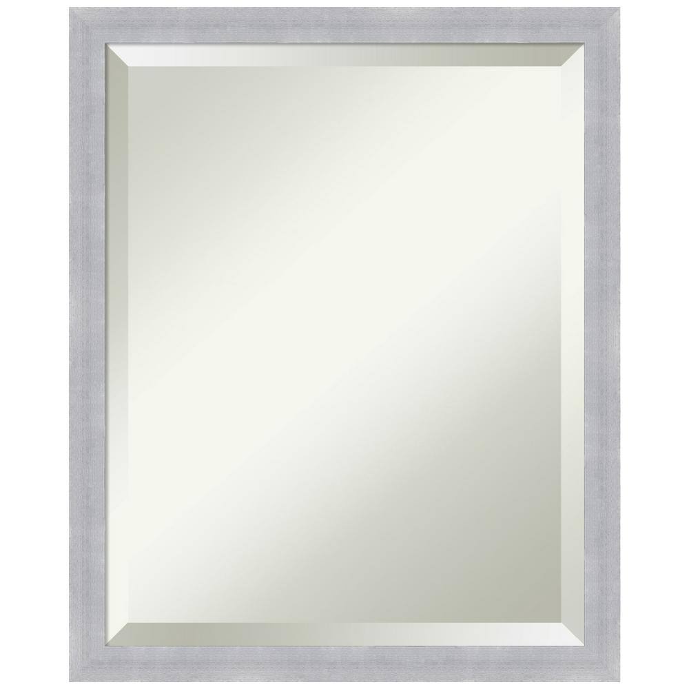 Amanti Art Grace 18 in. x 22 in. Modern Rectangle Framed Brushed Nickel Narrow Bathroom Vanity Mirror DSW5343057