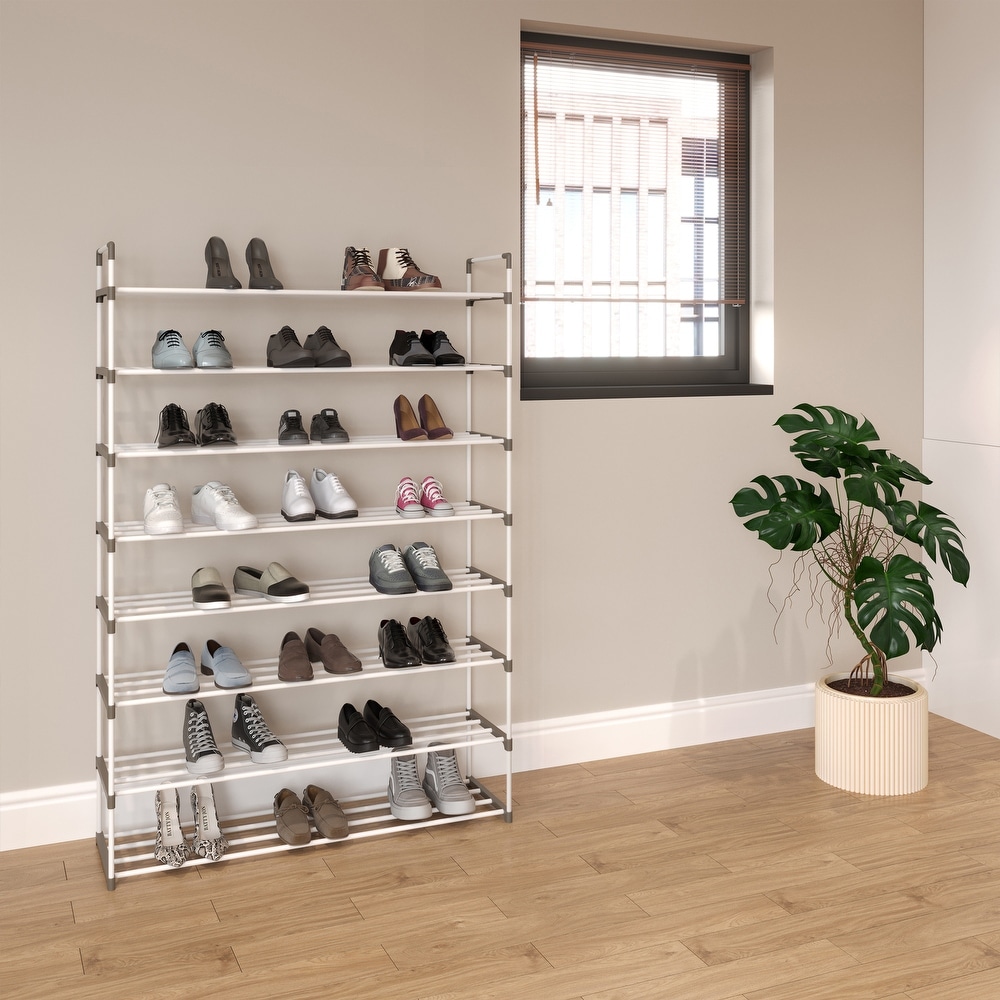 Shoe Rack   Shoe Organizer for Closet  Bathroom  Entryway by Home Complete (White)