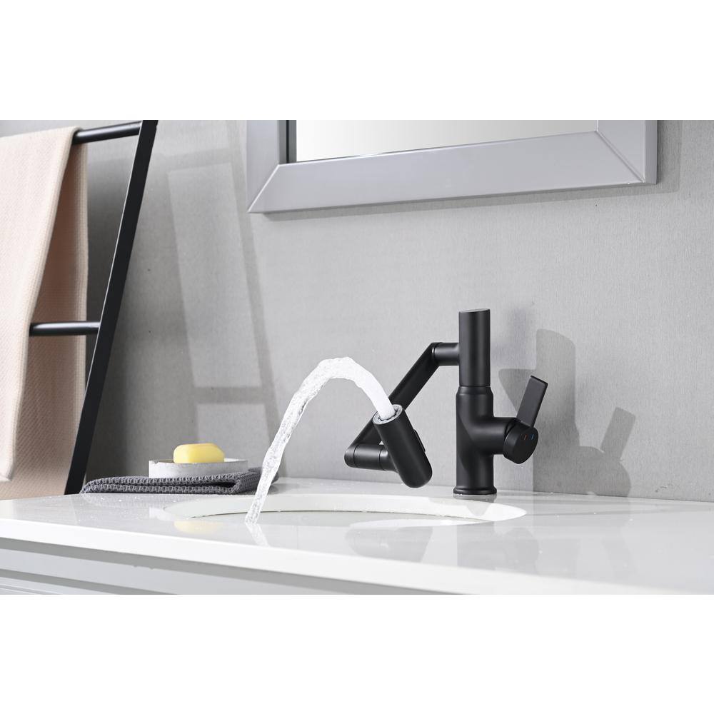 Single-Handle 1-Hole Bathroom Sink Faucet w3-Spray Functions  Temperature Display 360-Degree Rotary Arm in Matte Black EC-W121765120