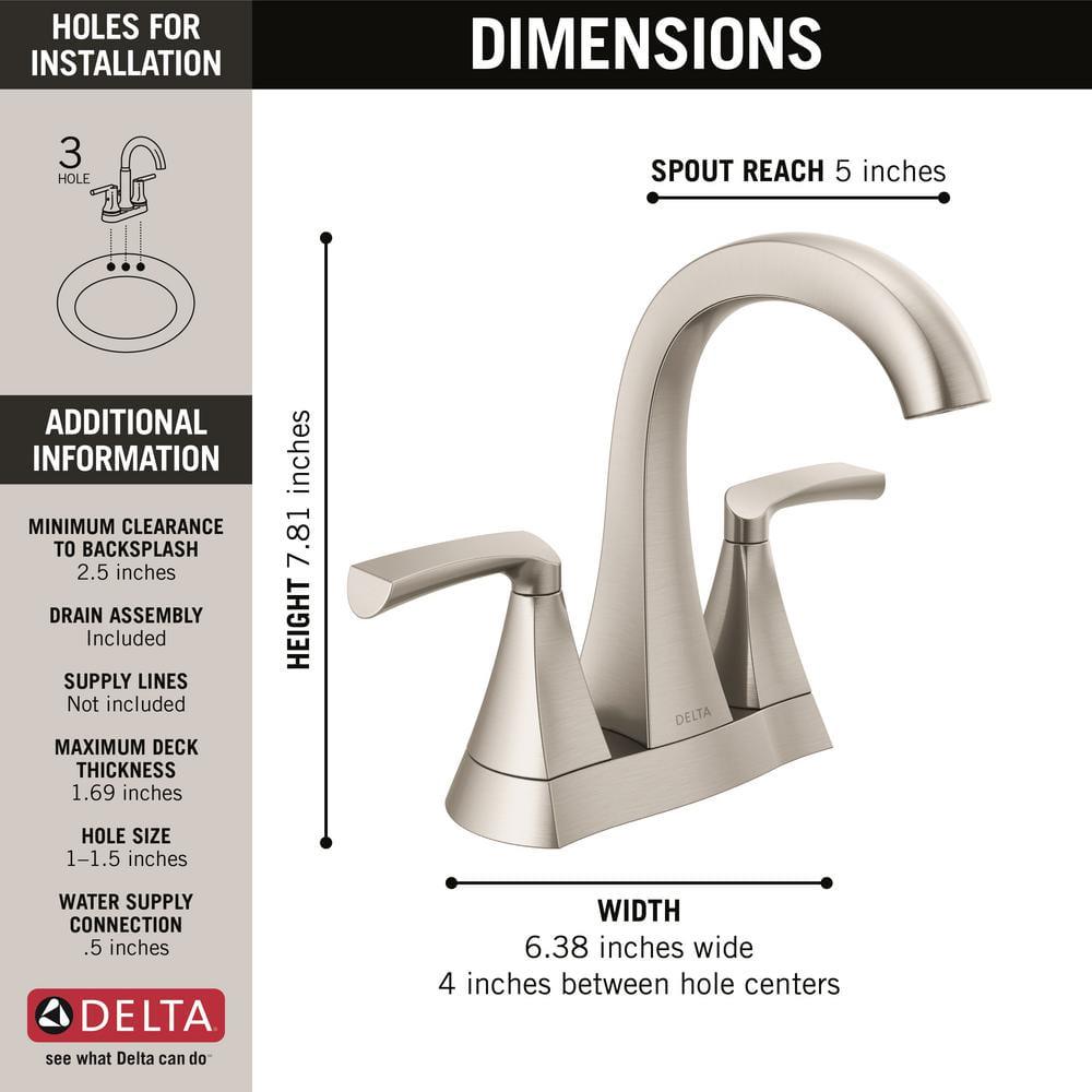 Delta Pierce 4 in Centerset 2Handle Bathroom Faucet in SpotShield Brushed Nickel