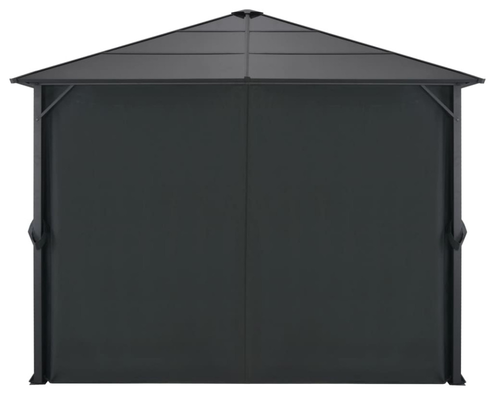 vidaXL Gazebo Canopy Party Tent Patio Pavilion with Curtains Aluminum Black   Contemporary   Gazebos   by vidaXL LLC  Houzz