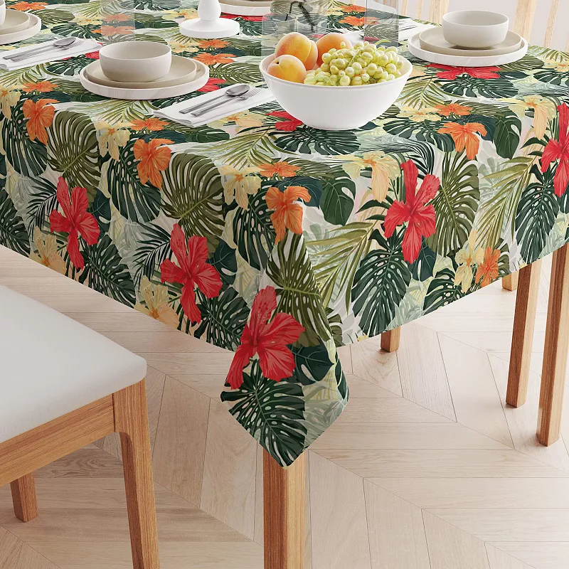 Square Tablecloth， 100% Polyester， 60x60， Hibiscus Garden