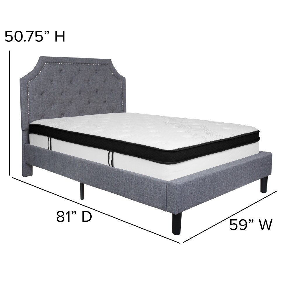 Arched Tufted Platform Bed and Memory Foam Pocket Spring Mattress