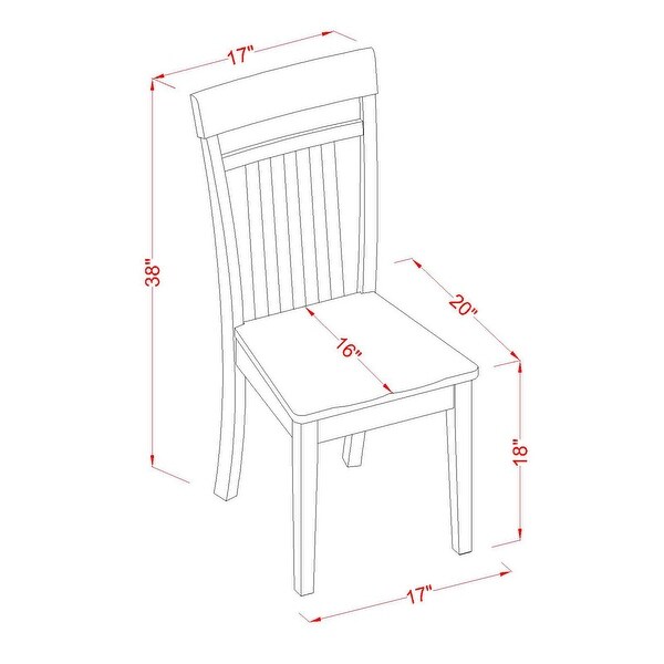 3-Pc Kitchen Dining Set - 1 Kitchen Dining Table and 2 Dining Room Chairs - Mahogany Finish (Seat's Type Options)