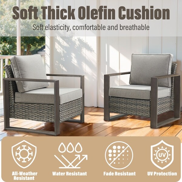 Outdoor Sofa Chair Set with Ottoman and Swivel Chair