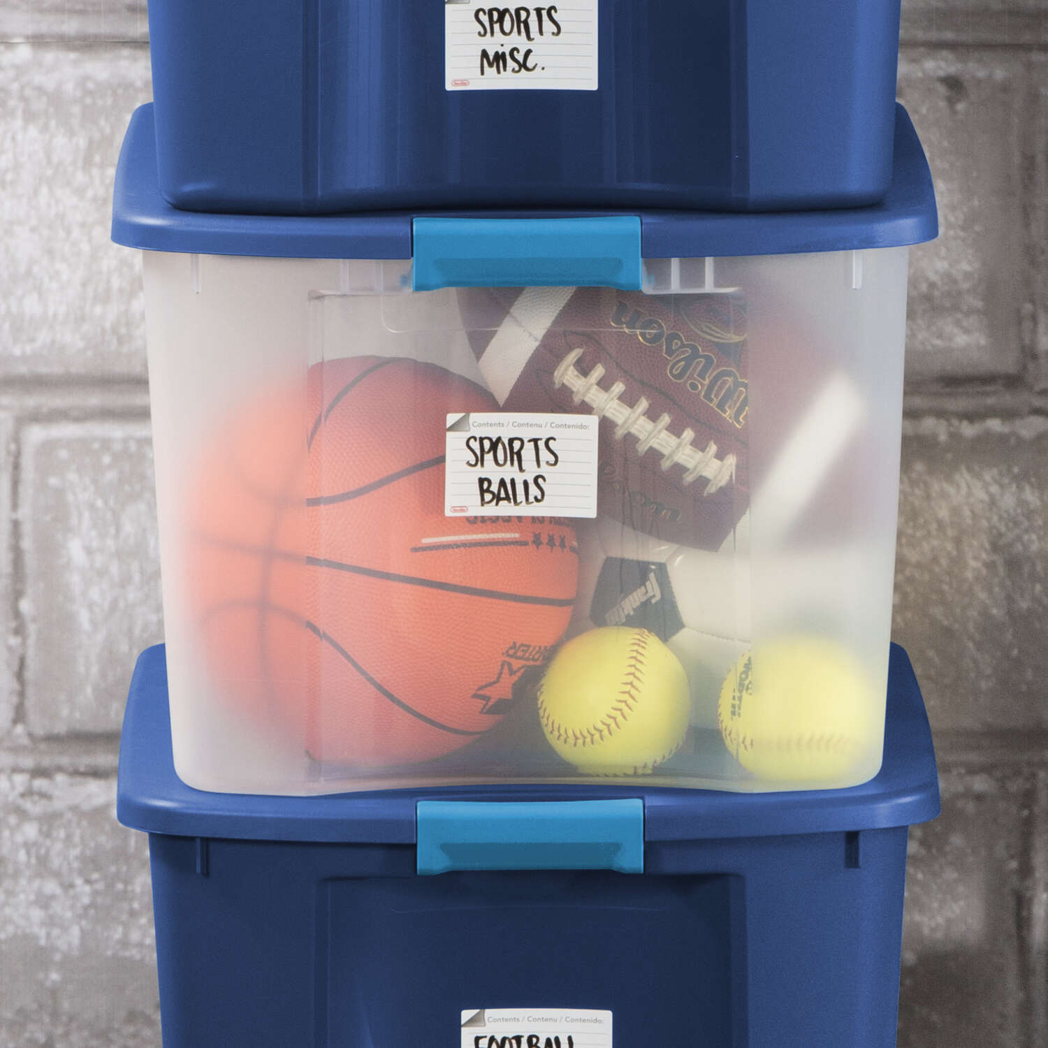 Sterilite 18 gal Blue/Clear Latch Storage Box 13-5/8 in. H X 23-5/8 in. W X 18-5/8 in. D Stackable