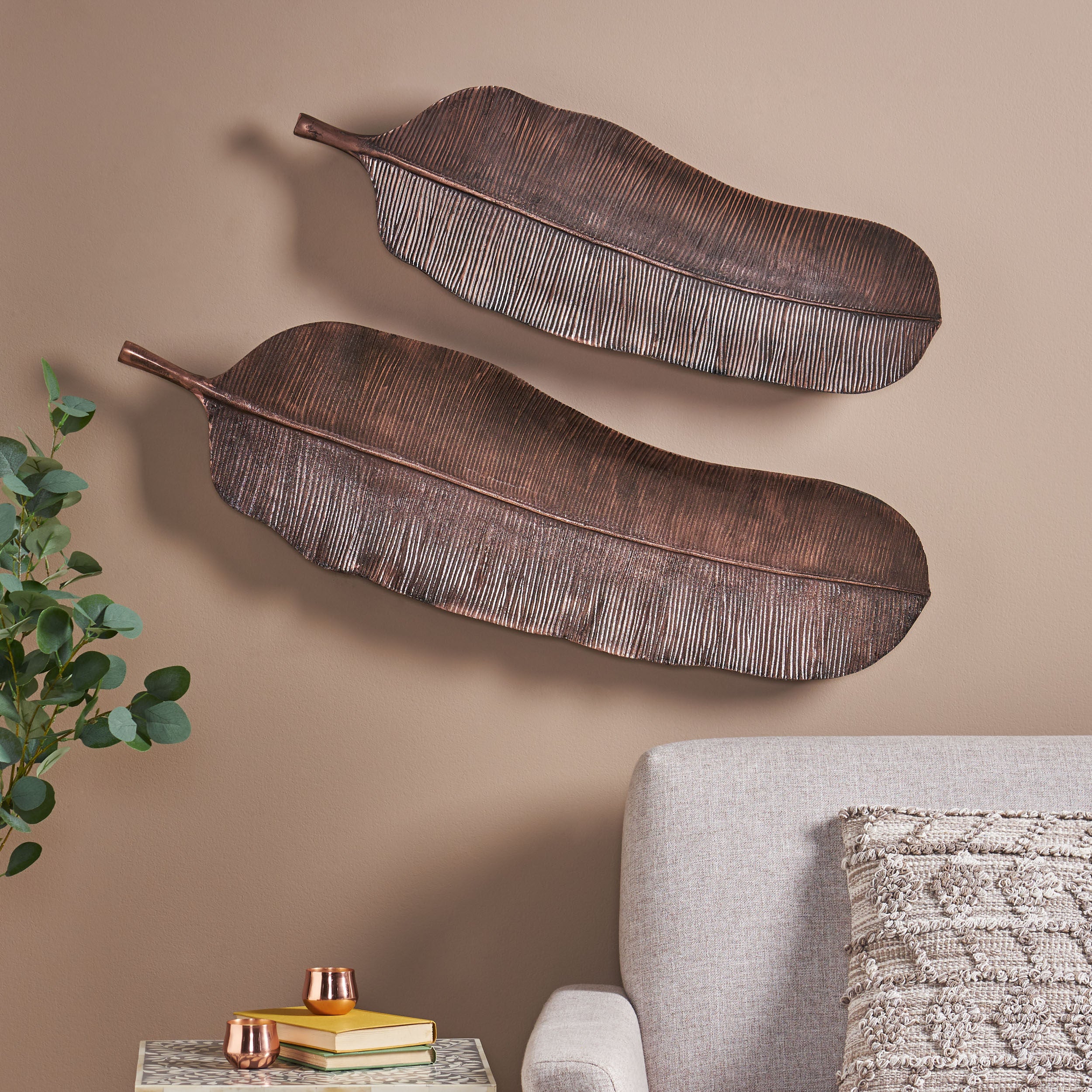 Cordele Handcrafted Aluminum Leaf Wall Decor Set