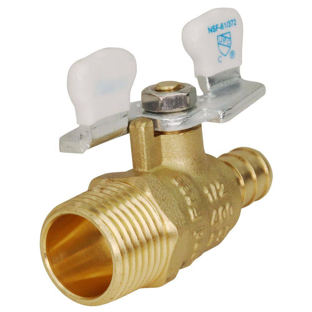 Apollo 12 in. Brass x 2-12 in. L PEX-B Barb X MPT Ball Valve with Tee Handle APXV12M