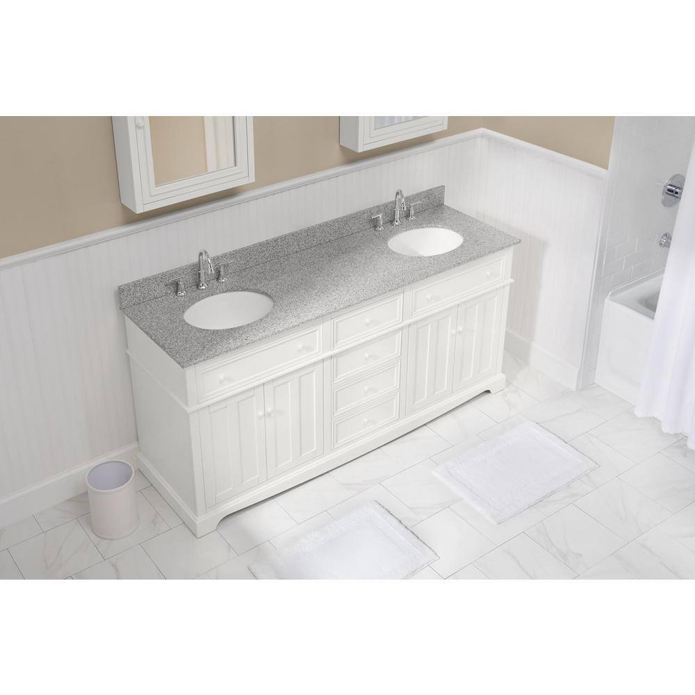 Home Decorators Collection Fremont 72 in. W x 22 in. D x 34 in. H Freestanding Bath Vanity in White with Gray Granite Top MD-V1792