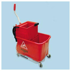 Unger Side-Press Restroom Mop Dual Bucket Combo | 4 gal， Plastic， Red | UNGCOMSR