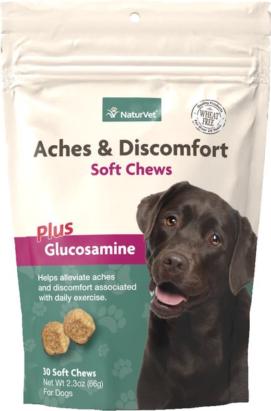 NaturVet Aches and Discomfort Plus Glucosamine Soft Chews Joint Supplement for Dogs