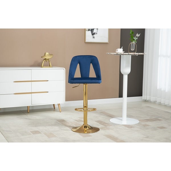 Bar Stools with Footrest and Base Swivel Height Adjustable Mechanical Lifting Velvet， Golden Leg，Easy Assemble