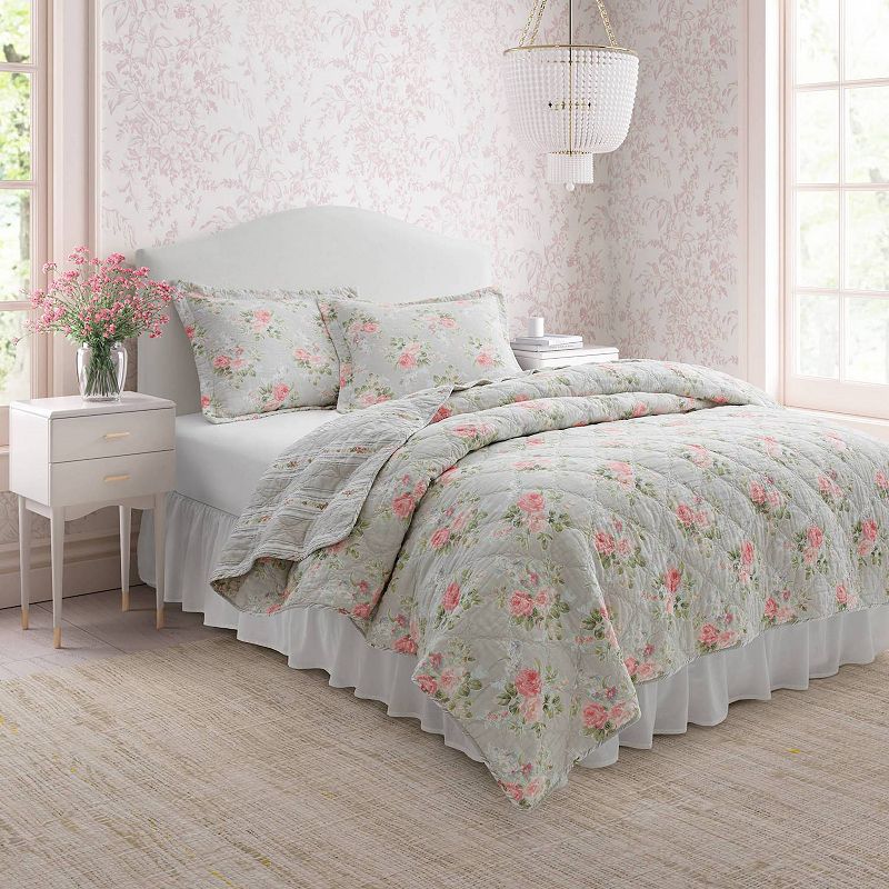 Laura Ashley Melany Pink Quilt Set with Shams