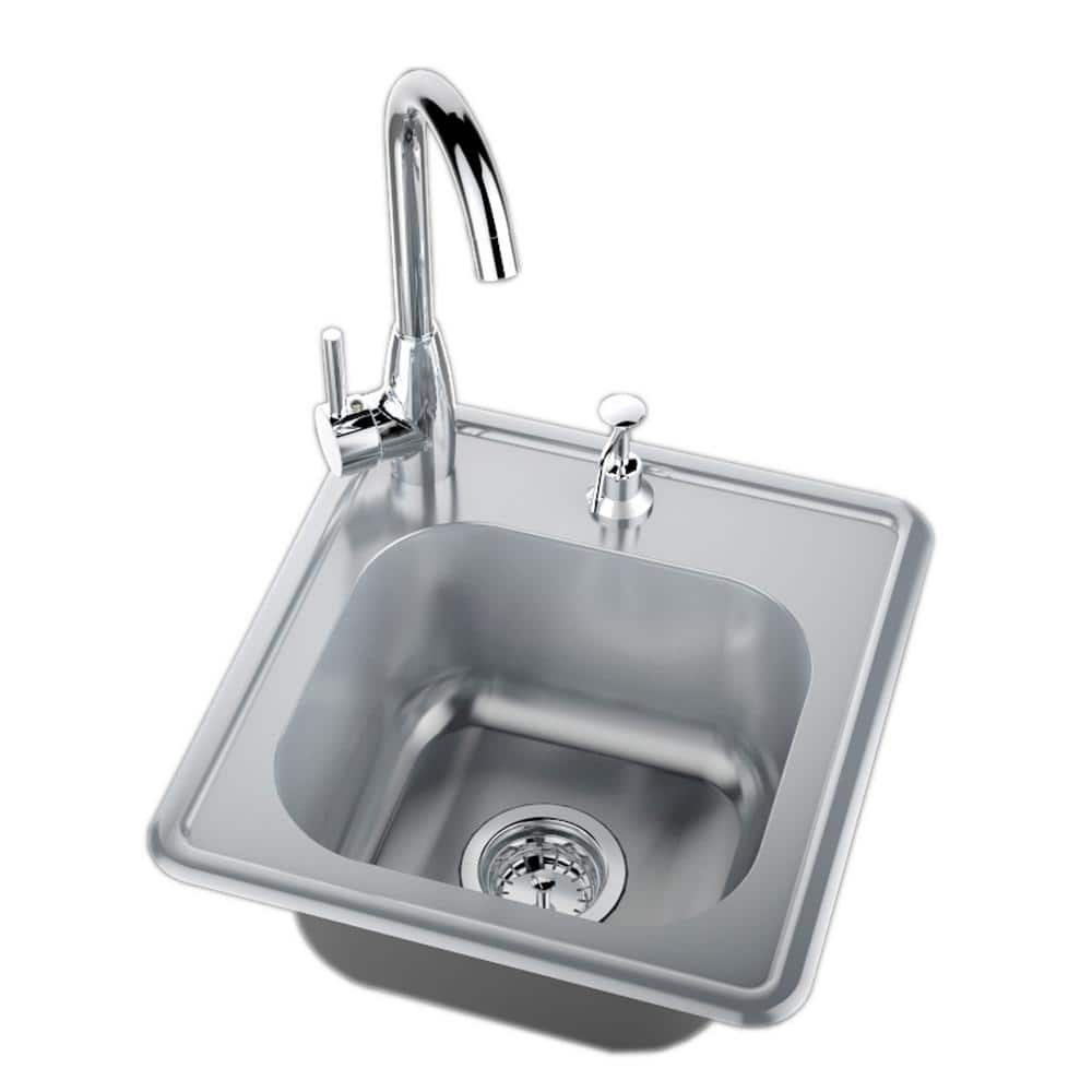 Sunstone 17 in. 304 Stainless Steel Single Sink with Cold and Hot Water Faucet A-SS17