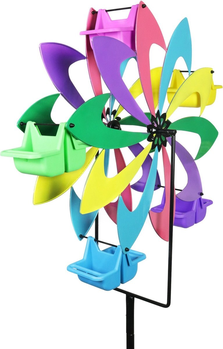 Exhart Ferris Feeder Multicolor Pinwheel Bird Feeder and Spinner