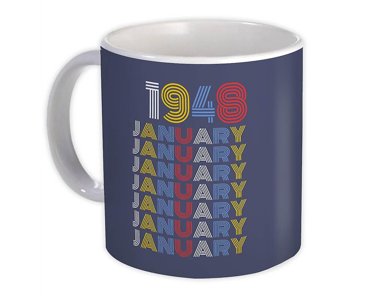 Gift Mug: 1948 January Colorful Retro Birthday Age