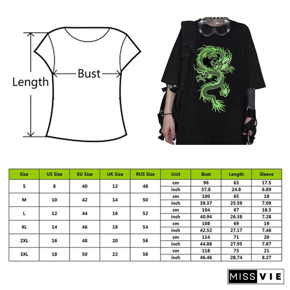 Unisex Men Women Dragon Print T-Shirt Plus Size Short Sleeve Casual Shirt Streetwear Hip Hop Tops Harajuku Ladies Summer Tee