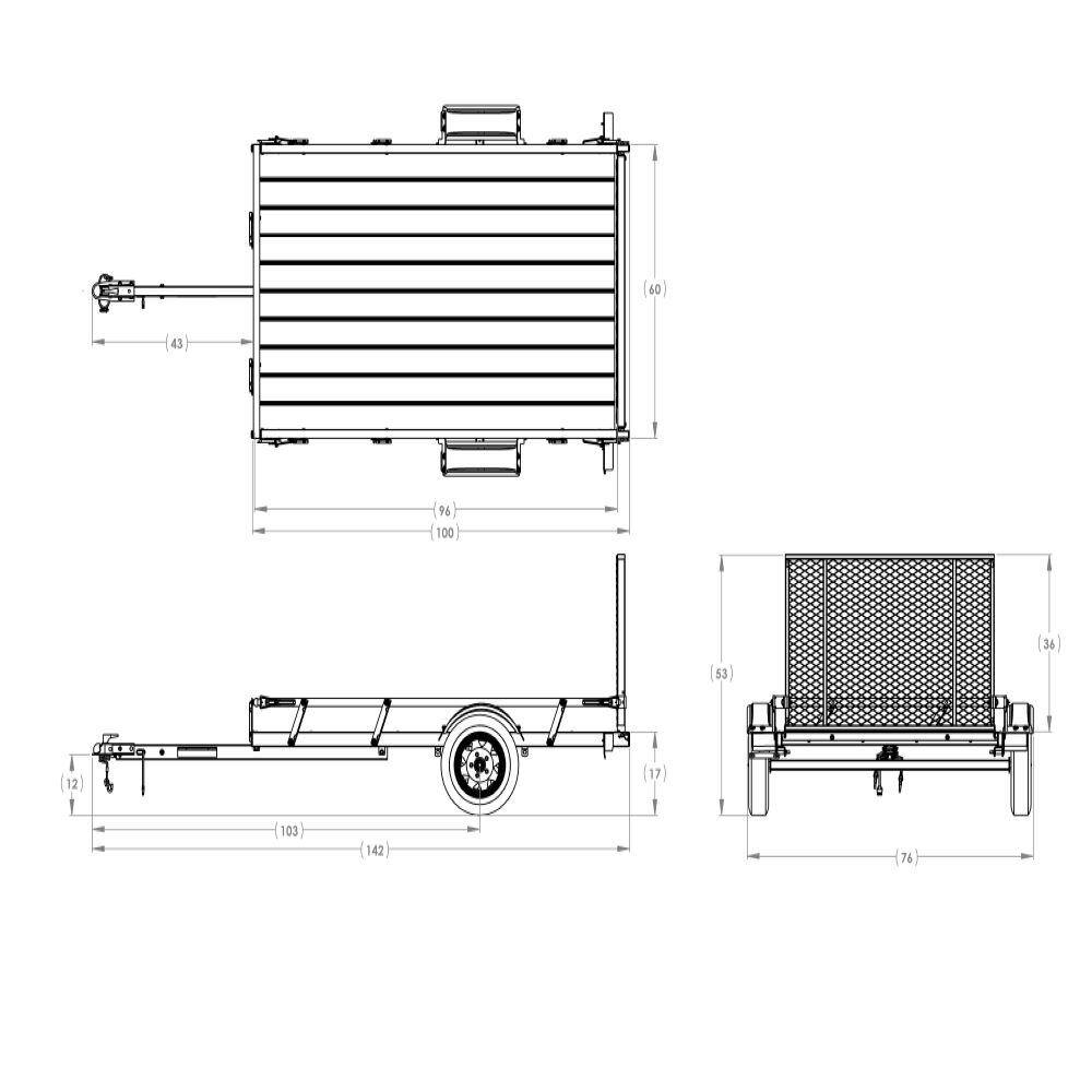 Karavan 5 ft. x 8 ft. Wood Floor Utility Trailer w Sliding Rail System KHD-2000-60-8-LU