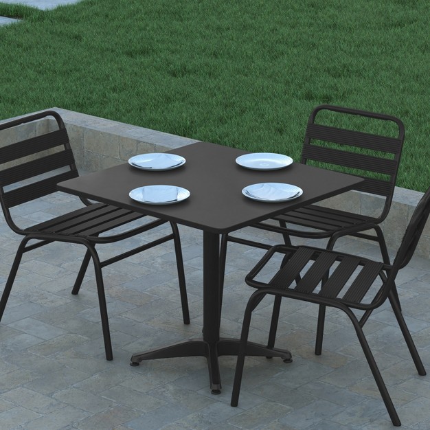 Emma And Oliver 31 5 x27 x27 Square Aluminum Indoor outdoor Table With Base