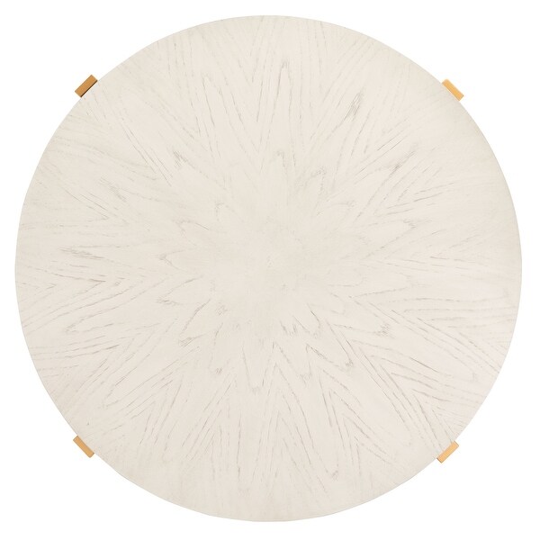 SAFAVIEH Navya White Marble/ Black Round Coffee Table - 36.3