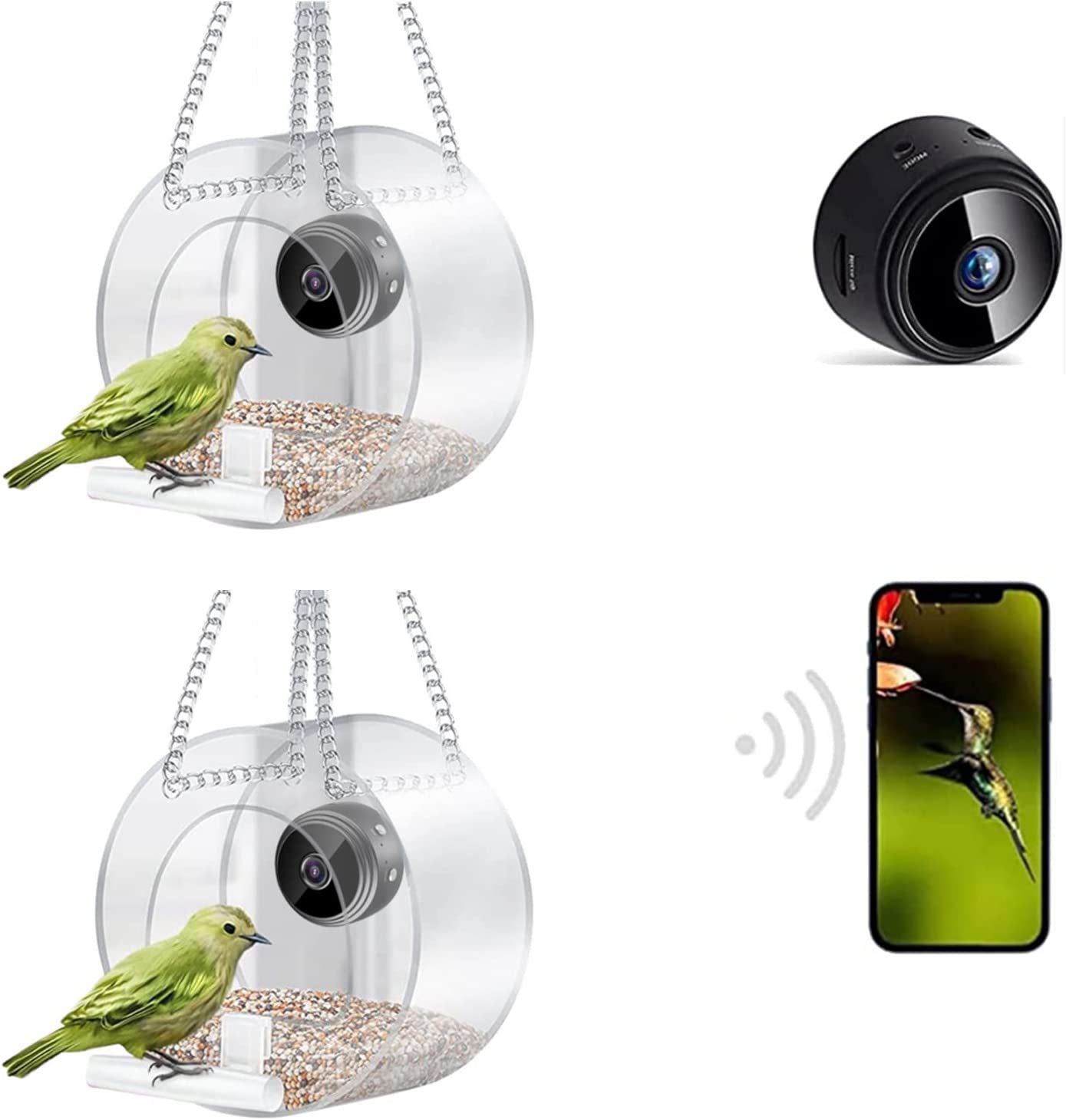 Smart bird feeder with camera Outdoor courtyard with camera， smart hanging bird feeder