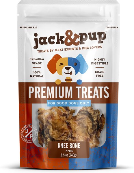 Jack and Pup Beef Knee Cap Bones Dog Treats， 2 count