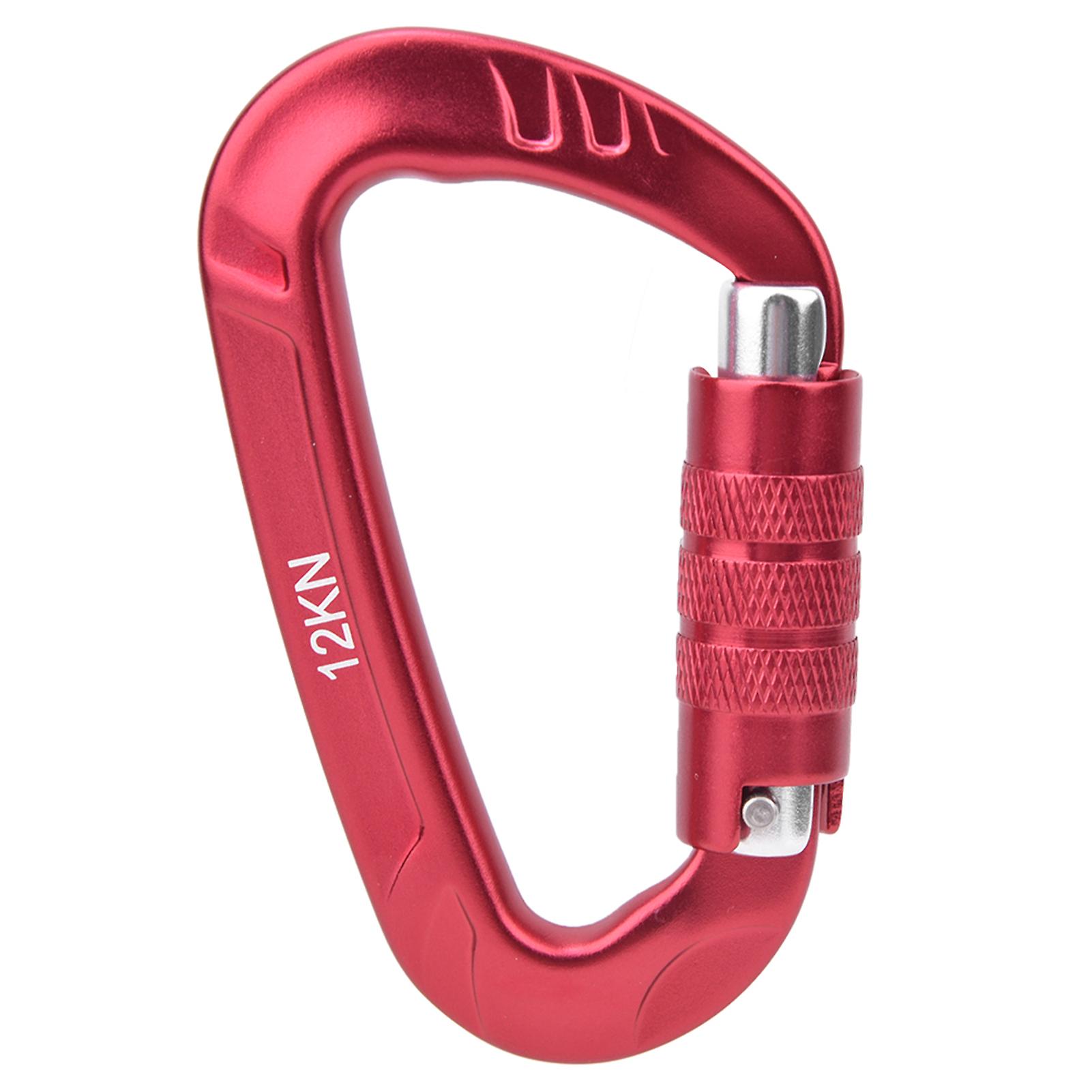 1 Pcs 7075 Aerospace Aluminum 12kn D Shaped Buckle Carabiner Clip Outdoor Safety Accessoryred