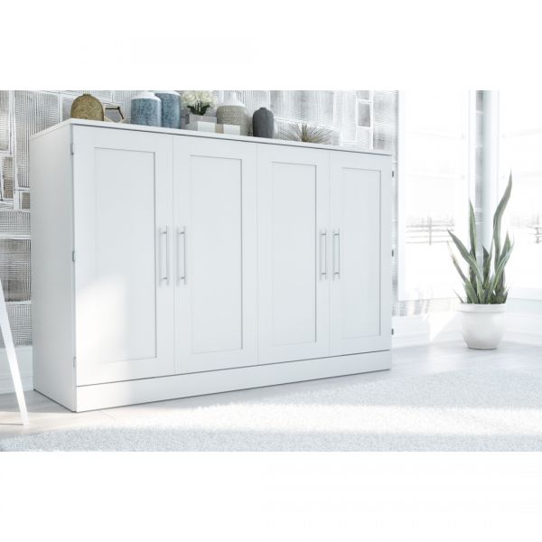 Bestar Pur by Bestar Queen Cabinet Bed with Mattress in White