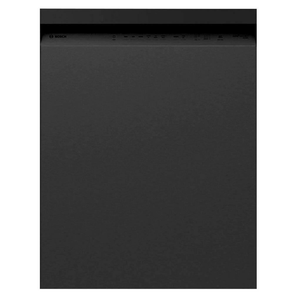 Bosch 100 Series Plus 24 in. Black Front Control Tall Tub Dishwasher with Hybrid Stainless Steel Tub SHE4AEM6N