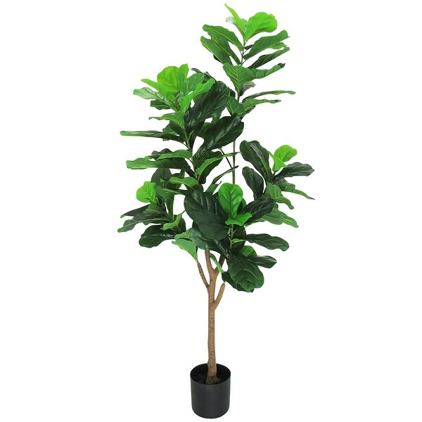 5.5ft Real Touch Artificial Fiddle Leaf Fig Tree Plant in Black Pot